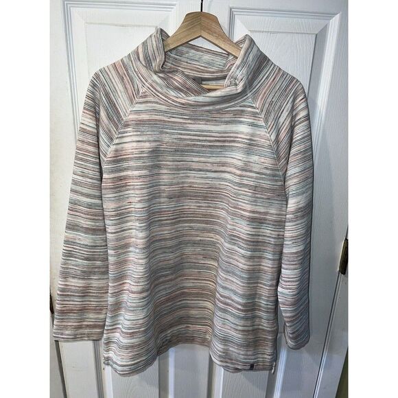 T By Talbots Top Womens 1X Striped Pullover Mock Neck Side Zip Detail Sweatshirt - Picture 8 of 8
